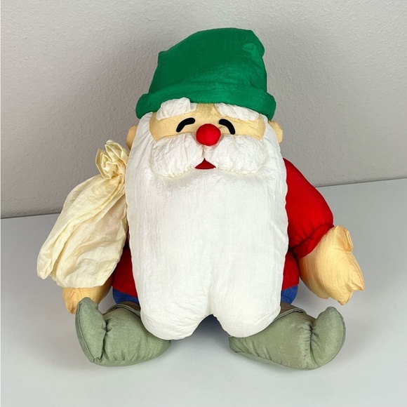 MAISON BLANCHE Vintage Santa Claus as Elf Stuffed Poly Plush Christmas Decor - Picture 3 of 13